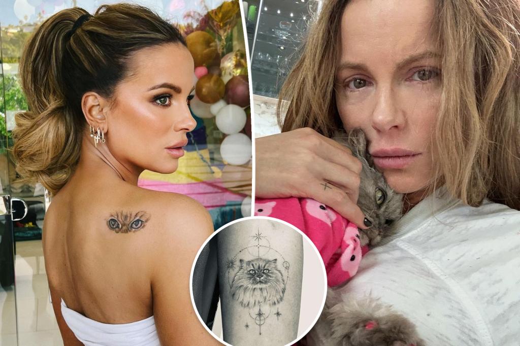 Kate Beckinsale debuts second tattoo tribute to late cat